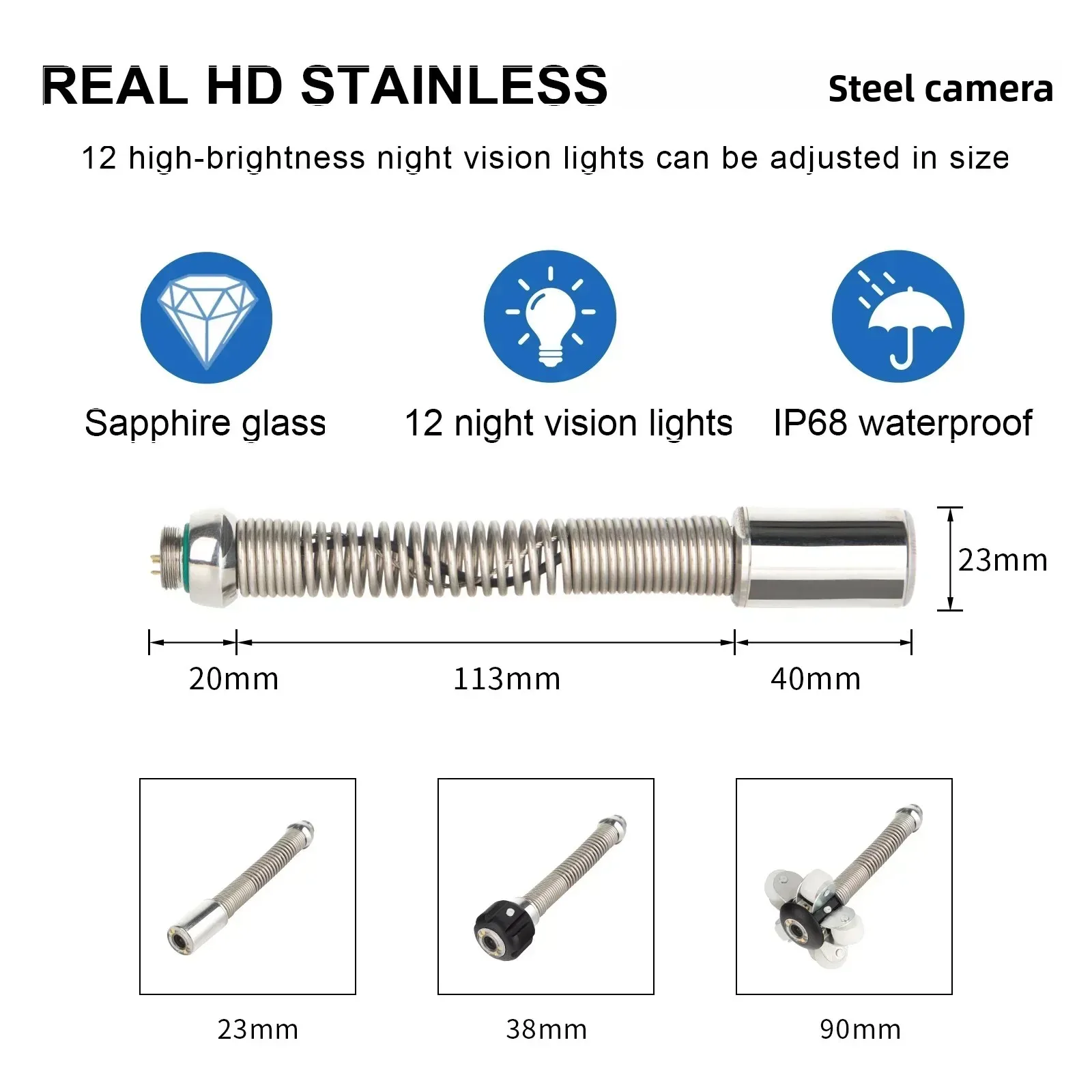 كاميرا فحص الأنابيب شاشة 10.1 بوصة 1080 بكسل، منظار الصرف الصحي SYANSPAN التسوية الذاتية 512 هرتز Sonde/الارسال عداد أمتار 30/50 متر #4