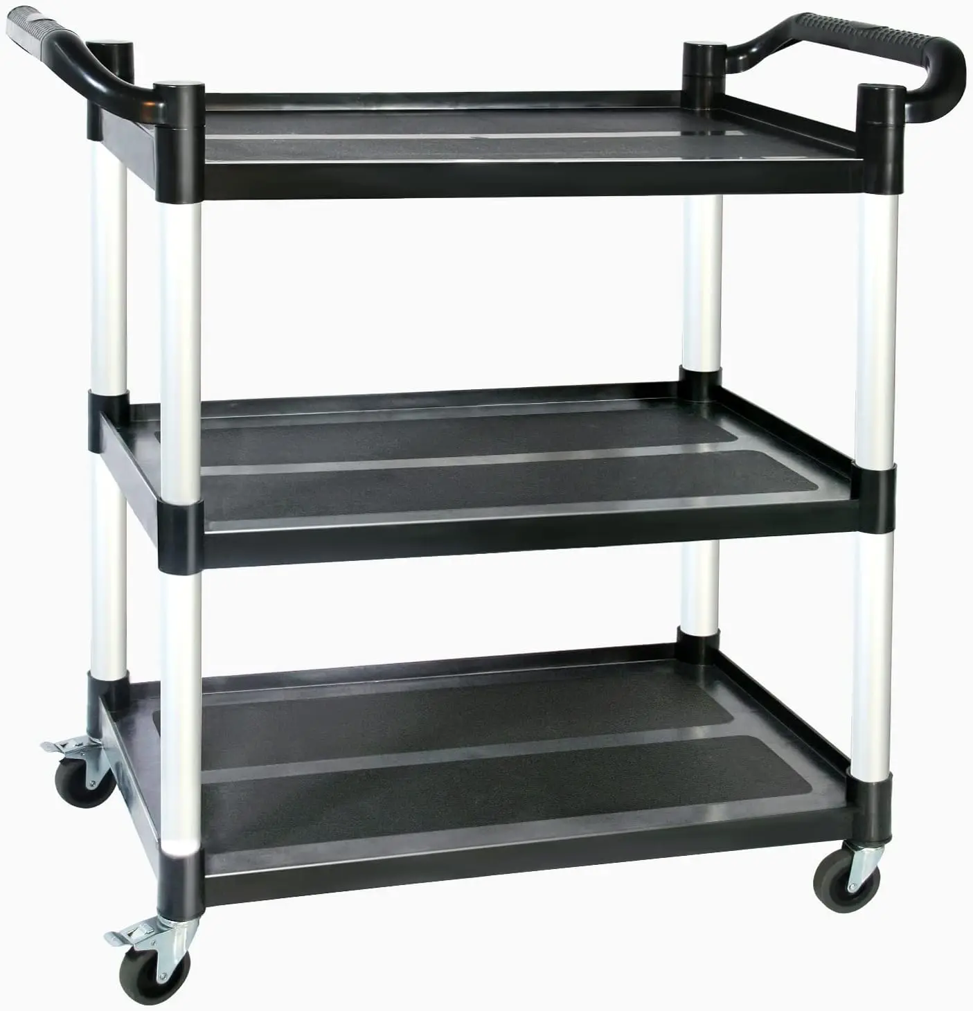 Carts with Wheels,3-Tier Rolling Cart with Wheels, Heavy Duty 510 LBS Food Service Cart with Rubber Pad and Hammer