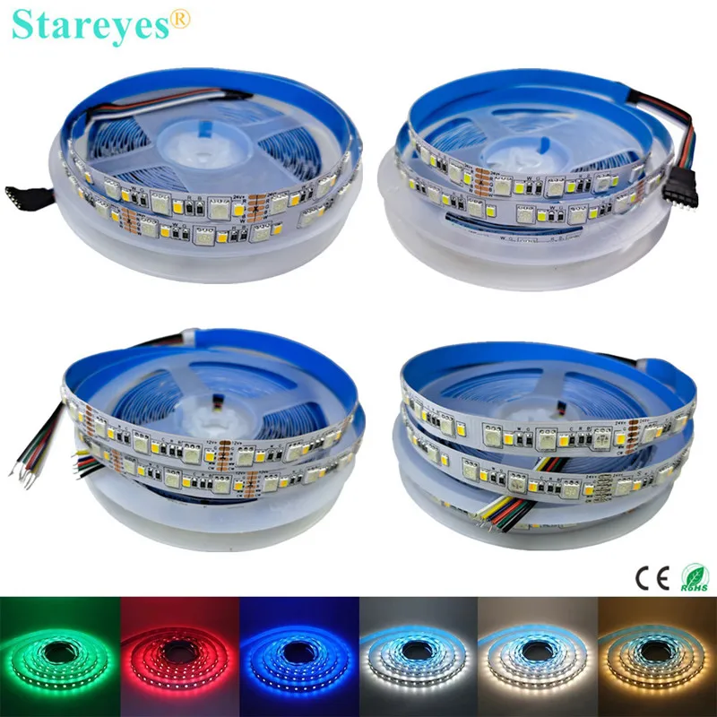 SMD5050 + SMD2835 120LED/m 5m DC24V RGBWW RGBW IP20 IP65 IP67 LED Strip DC12V DC24V RGBCCT IP20 LED Ribbon Tape Rope Light