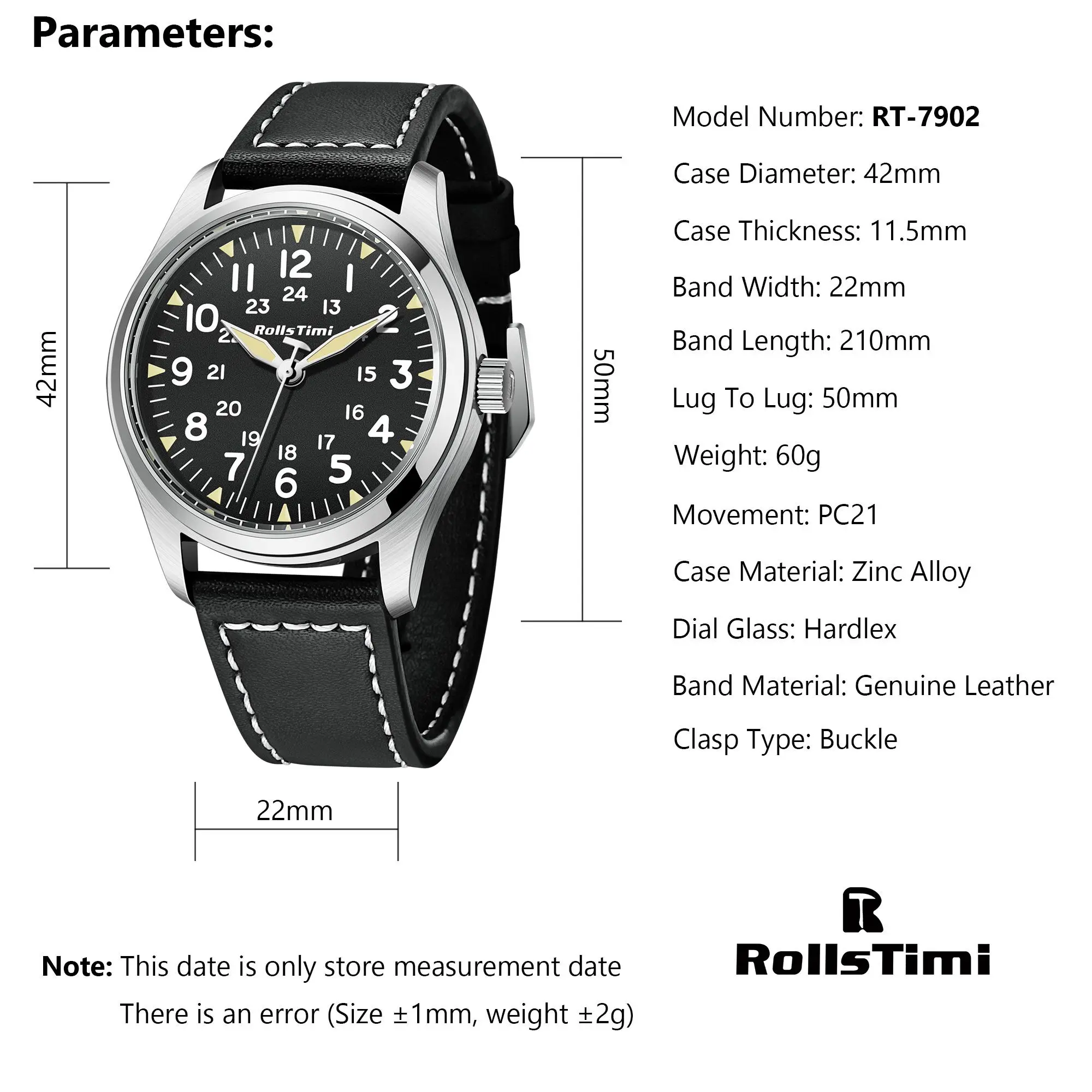 2024 New Rollstimi Men\'s Watches Luxury Retro Quartz Watch Men Military pilot Sport Clock Man Waterproof Luminous Watch For Men