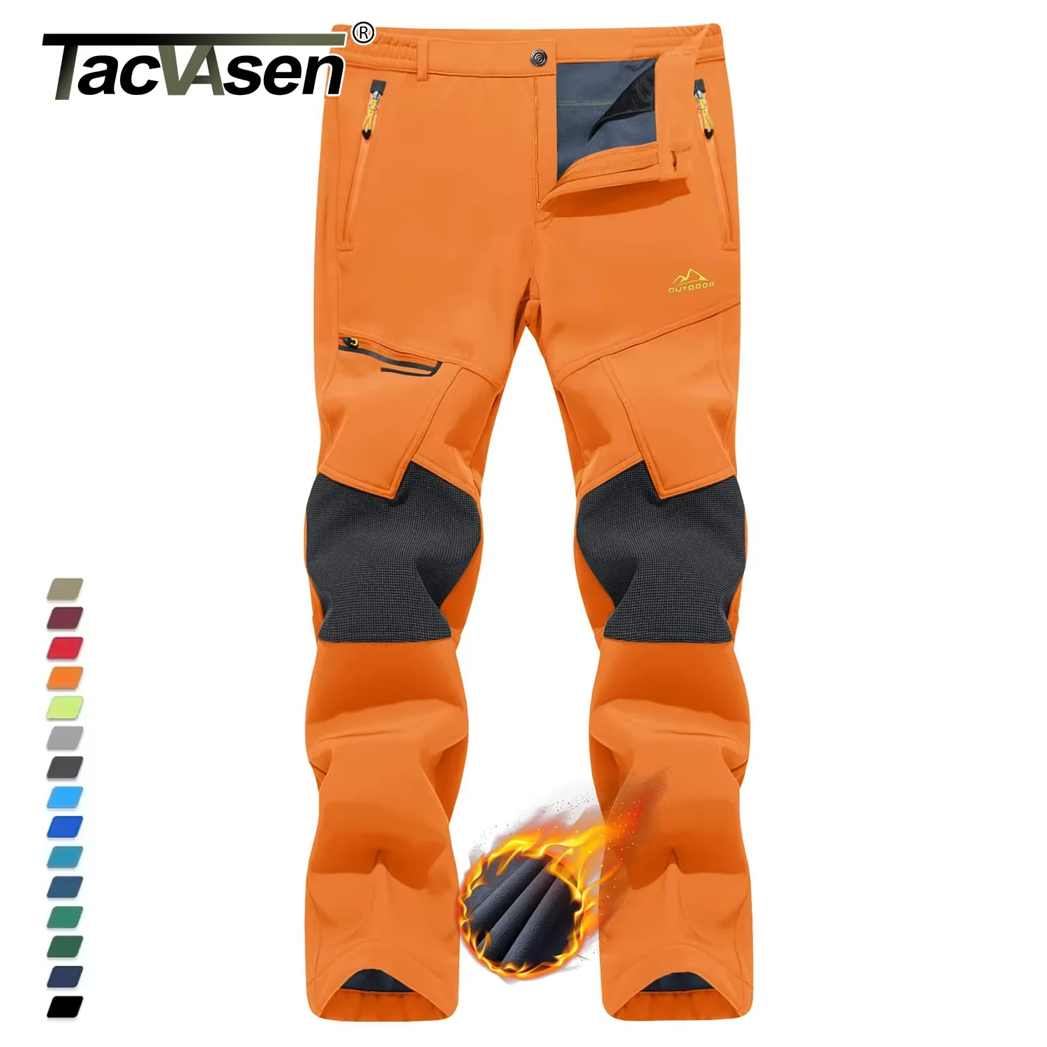 TACVASEN Winter Thicken Fleece Hiking Pants Men Warm Thermal Pants Windproof Outdoor Fishing Camping Mountain Ski Pants Trousers