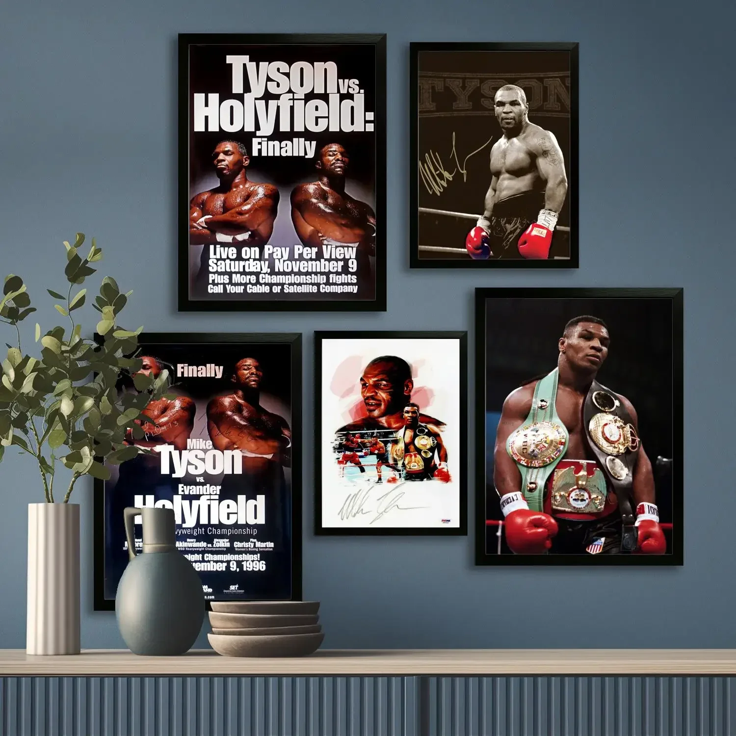 Póster artístico en lienzo de Tyson Vs Holyfield Ii Bite Fight, imagen artística de pared, carteles modernos para decoración de dormitorio familiar, pintura decorativa