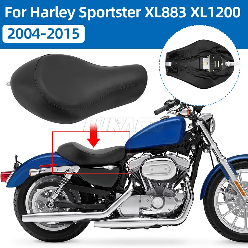 Motorcycle Low-Pro Driver Solo Seat Cushions Smooth Black For Harley Sportster XL 1200 883 48 72 Custom 2004-2015