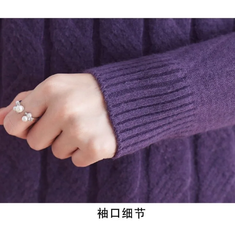 Nowy sweter z golfem damski, koszulka bazowa, luźny, modny sweter dzianinowy na jesień i zimę, uniwersalny, elegancki top.