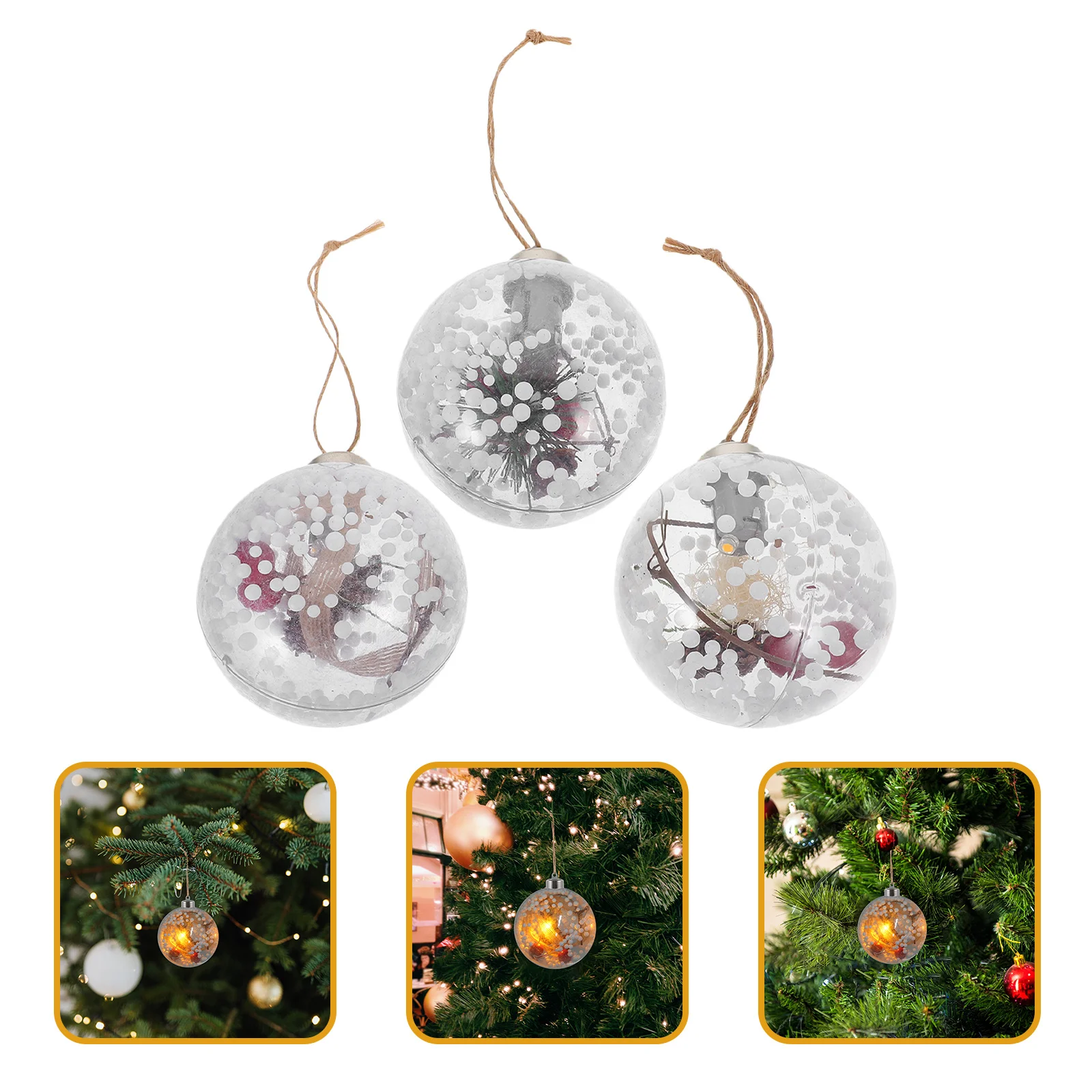 3 قطع من مصابيح الكرة الزجاجية LED المتوهجة الدافئة مع إضاءة سلسلة مدمجة، لهجة زخرفية أنيقة للمساحة الداخلية والخارجية #2