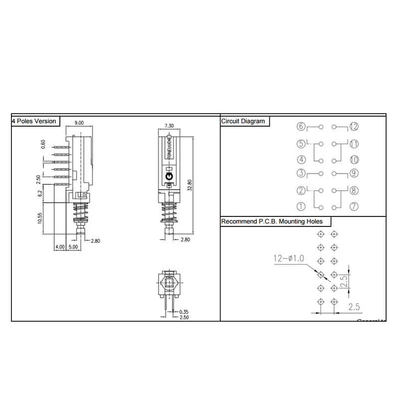 1PCS/LOTS Taiwan MPN-S6-A Self-locking 6-knife 18-pin keyed switch 6-way with lock 9.0x7.3x29.3 Power Supply 2*9