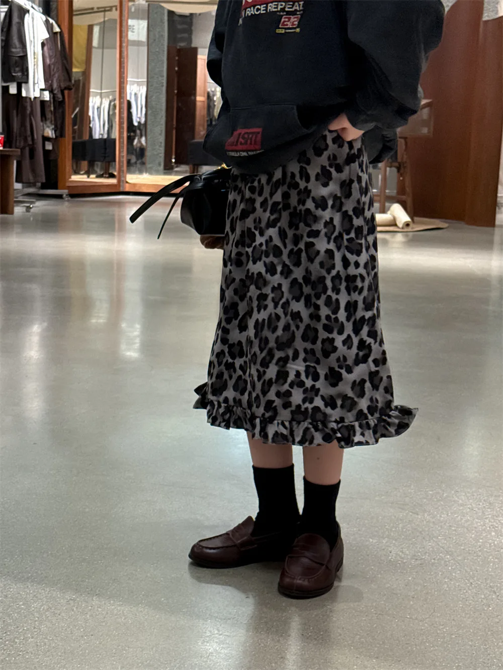 الفتيات الخريف الربيع تنورة 2025 جديد الكورية المألوف خمر عادية اليومية ليوبارد طباعة فستان كاجوال الاطفال كل مباراة برعم تنورة #2