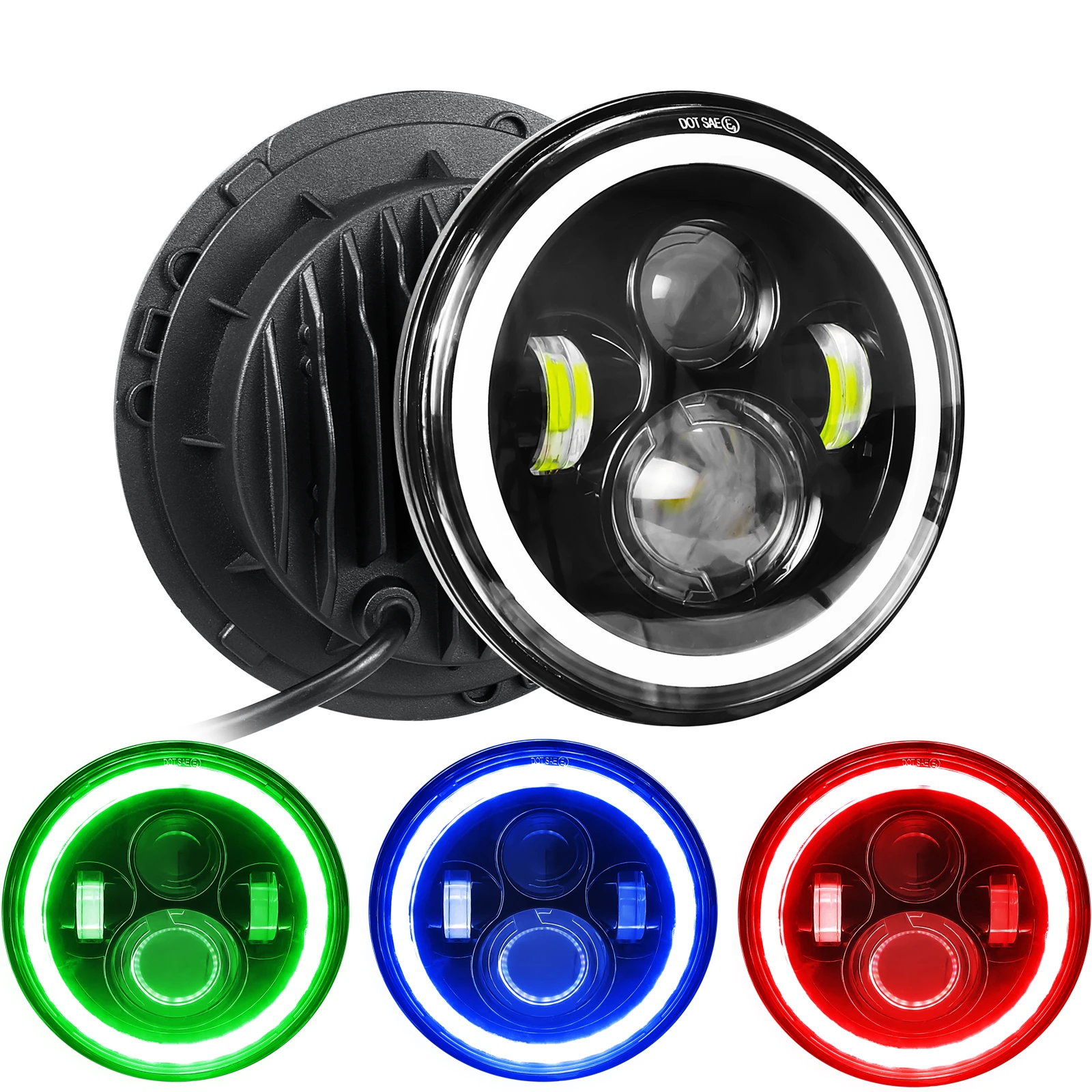 

7 Inch 40W LED Headlight Motorcycle H4-H13 Headlamp Red Blue Purple Colors Car Lighting For Harley Yamaha BMW Honda Wrangler