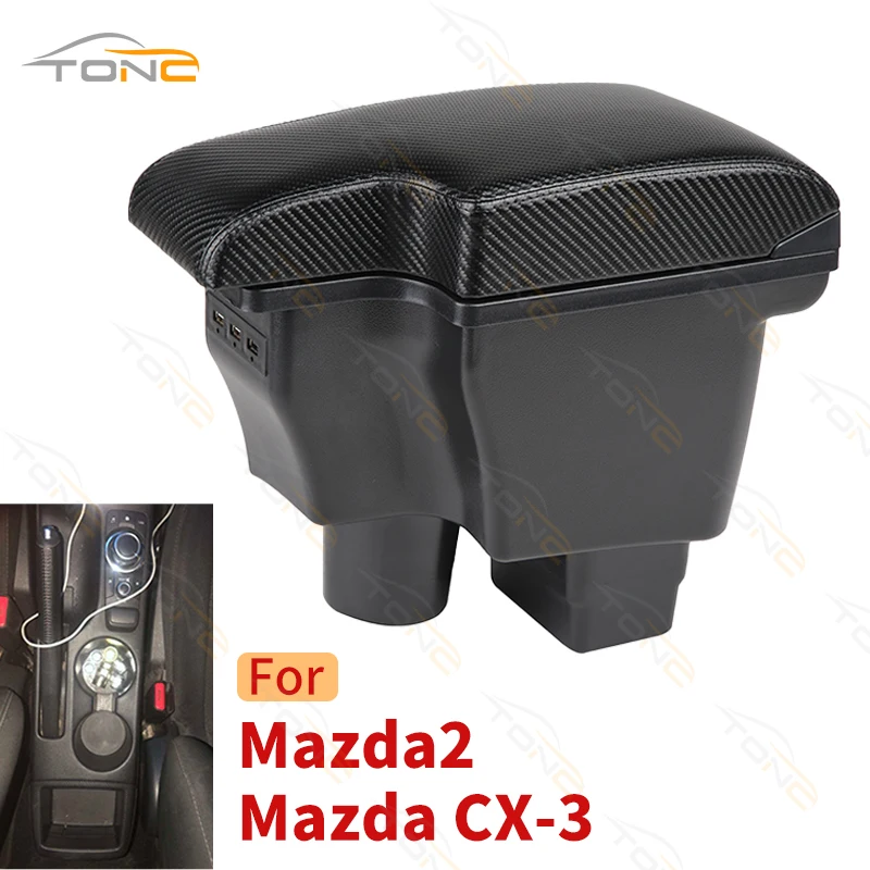 

For Mazda CX-3 Armrest box Retrofit For Mazda 2 skyactiv version cx3 CX-3 Car Armrest Storage box car accessories Charging USB