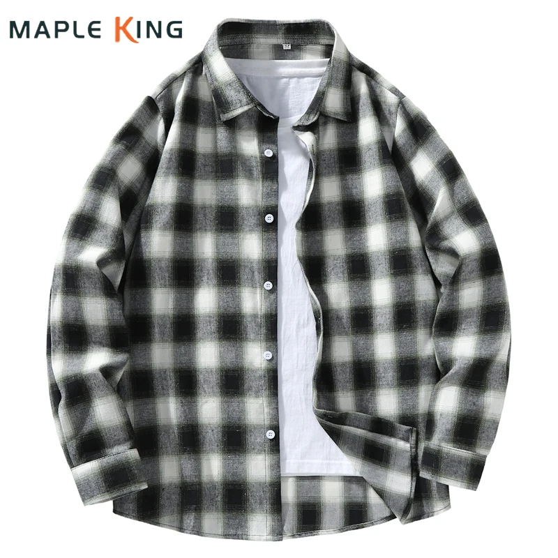 

Кардиган в клетку Harajuku для мужчин, повседневная уличная одежда, винтажная осенняя одежда 2025 года, свободная рабочая рубашка на пуговицах с длинными рукавами для пар