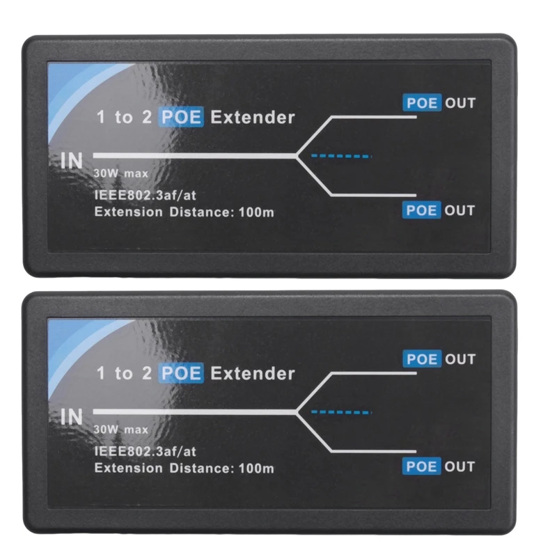 2X 2 Port POE Extender 10/100Mbps With IEEE 802.3Af Standard Input / Output For IP Camera Extend 100 Meters