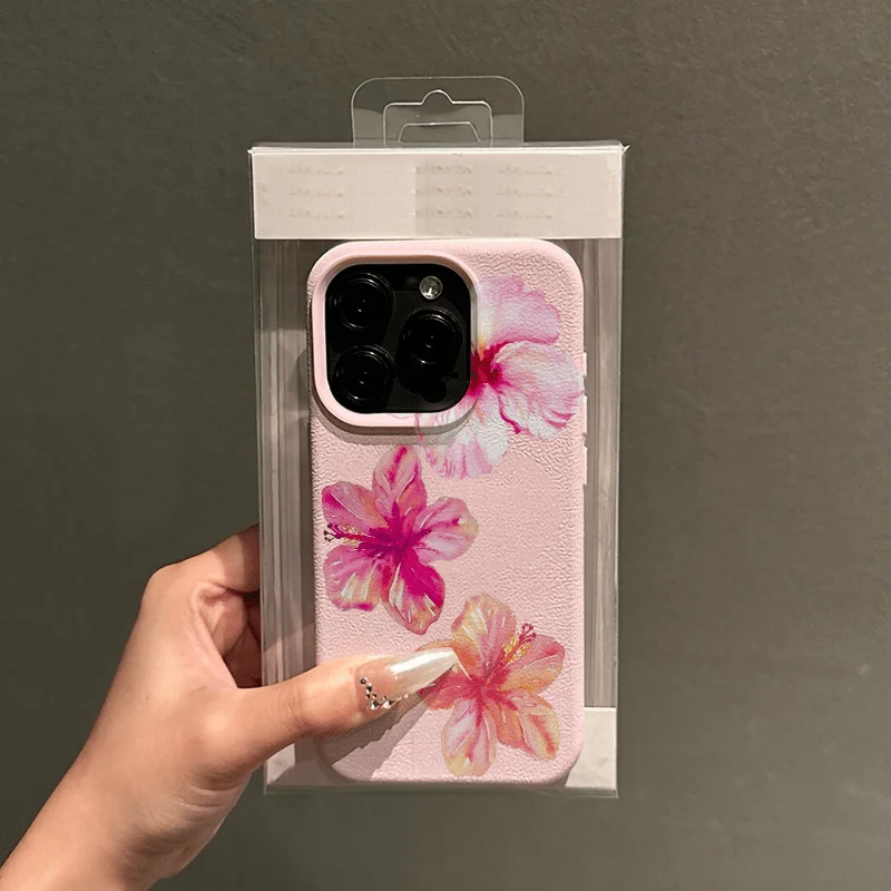 Pink Hibiscus Flowers Phone Case for Samsung S26 S25 S24 S23 S22 S21 S20 Note20 Ultra Plus A73 A55 5G Silicone Cover