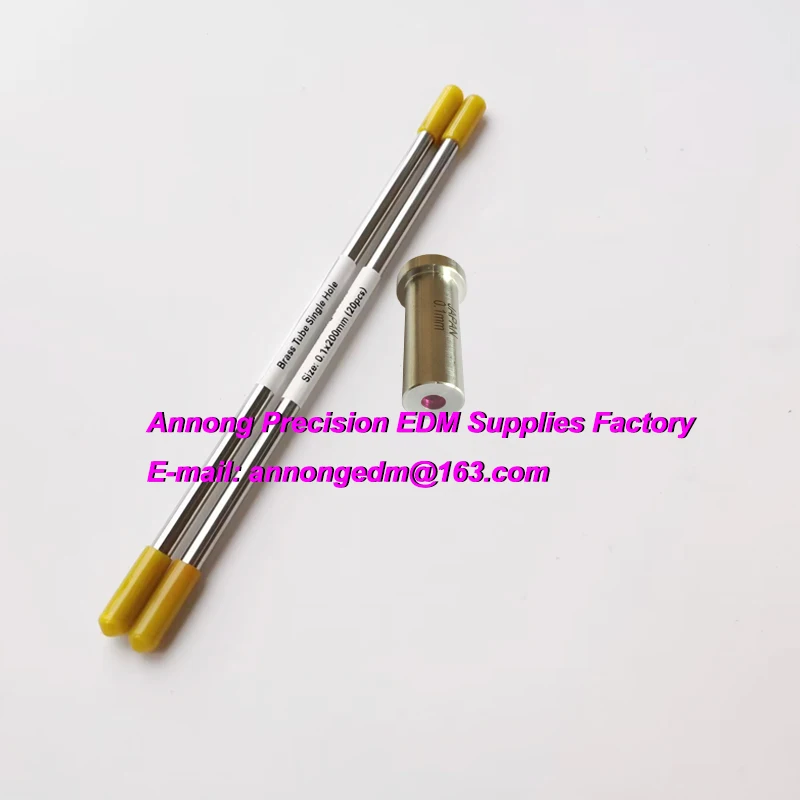 

20pcs 0.10x200mm Brass Tubing Electrode + 1pc 0.10mm Agie Ruby Drill Guide D16x12x35mm for Actspark SD1 EDM Driller