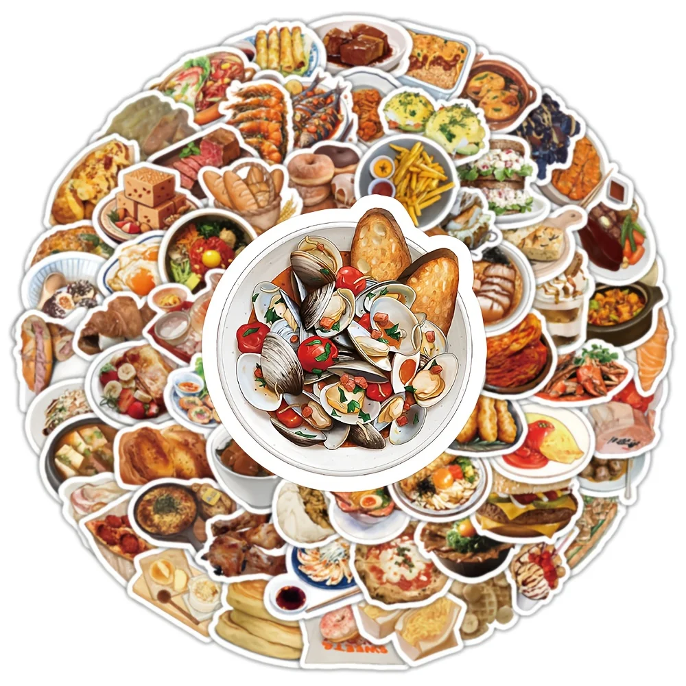 

The same style 5-pack stickers, 100 pieces per pack, a total of 500 pieces. Realistic food stickers for Instagram food creative
