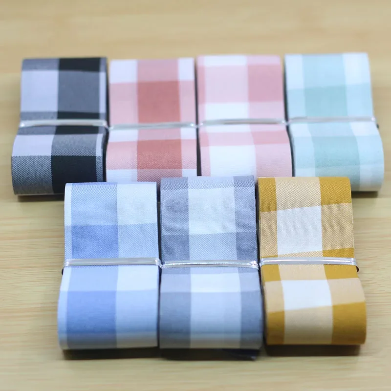 38mm Kariertes Band 1 Meter DIY Handgemachtes Material Kopfschmuck Schleife Doppelseitiges Gitterband Bekleidungsmaterial Feiertagsgeschenkbox Verpackungsband