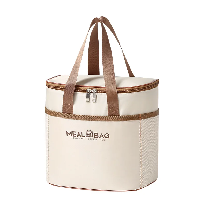 حقيبة غداء محمولة صندوق معزول للطعام صندوق معزول بحزام كتف مقاوم للماء، حقيبة صندوق غداء محمولة باليد، ألومنيوم طازجA-DH