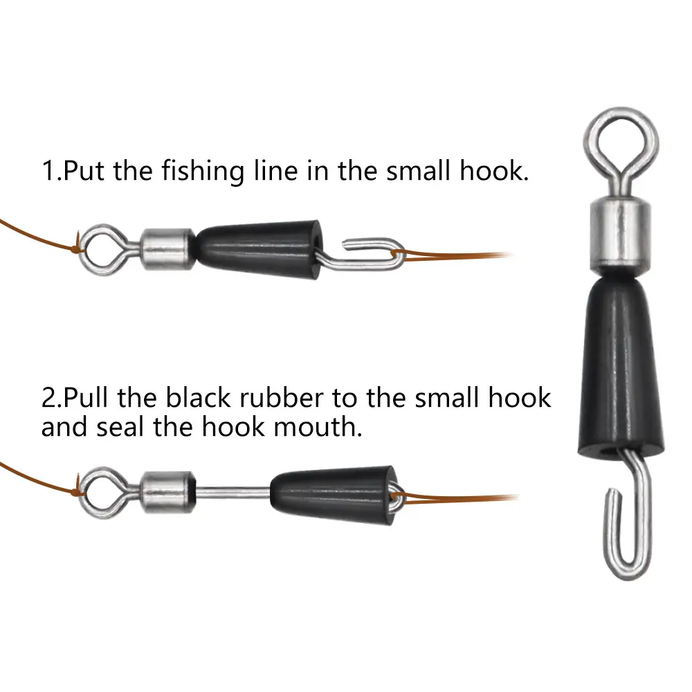 20 stücke Karpfen Angeln Zubehör Schnell Ändern Wirbel High-speed Rotation Flexibilität Snap Wirbel Für Haar Rig Connector Tackle – Detail 4