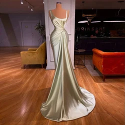 Simple Women's Mermaid Prom Dresses Modern Satin Pleats Sleeveless Customized Evening Gowns Formal Party Vestidos De Novias 2025