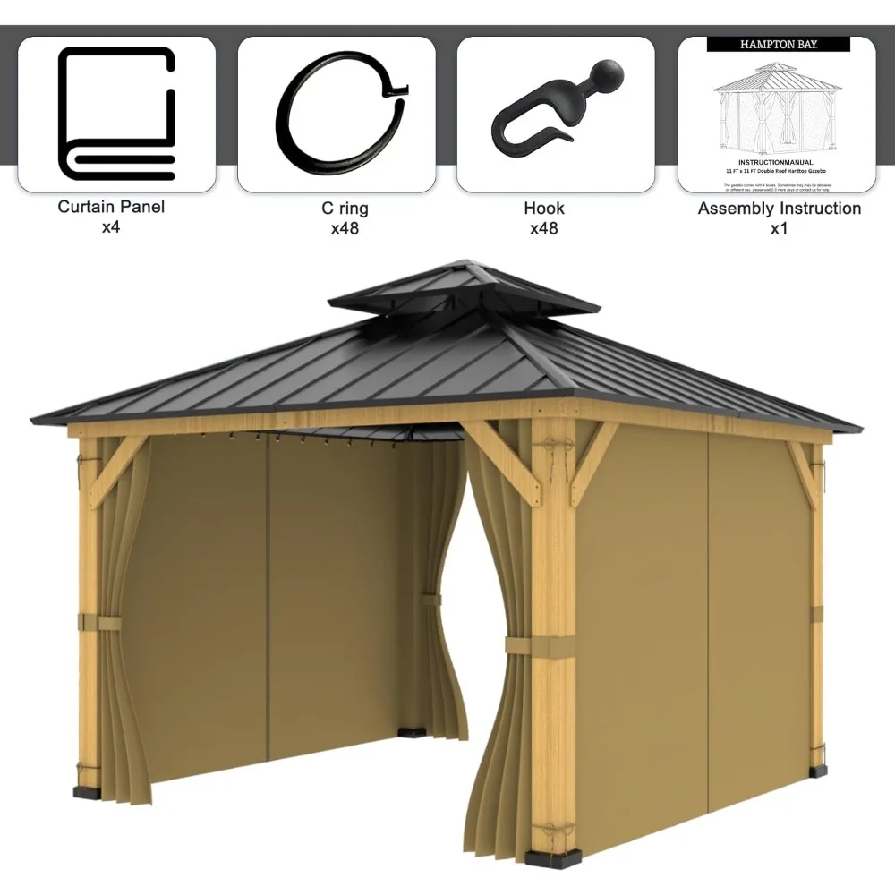 Tende per gazebo da 10 piedi x 12 piedi, set di tende parasole universali a 4 pannelli con pareti laterali di ricambio per la privacy, proteggono le pareti laterali