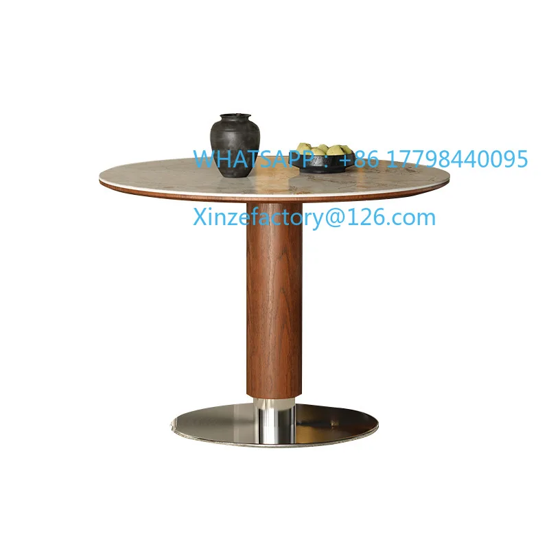 

Customizable solid wood rock slab dining table and chair combination home retro