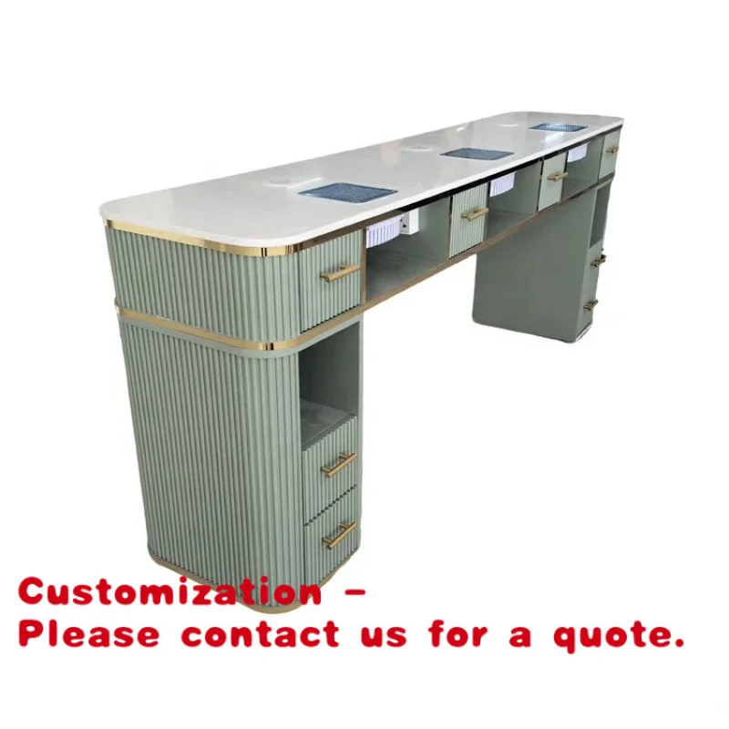 custom.Factory Modern Multi-functional Storage Wood Beauty Salon Nail Table with Dust Collector and Desig