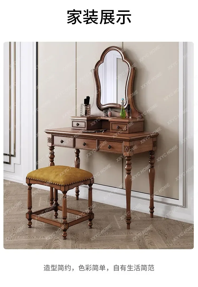 SSM02 Luxury Retro Vanity Desk Mirror Brown Decorations Lounges Makeup Vanity Desk Dressers Bedroom Coiffeuse Chambre