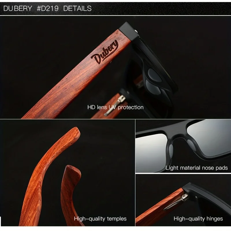 DUBERY Wooden Polarized UV400 ProtectionSunglasses For Men And Women 6 Colors Model 219 image 5