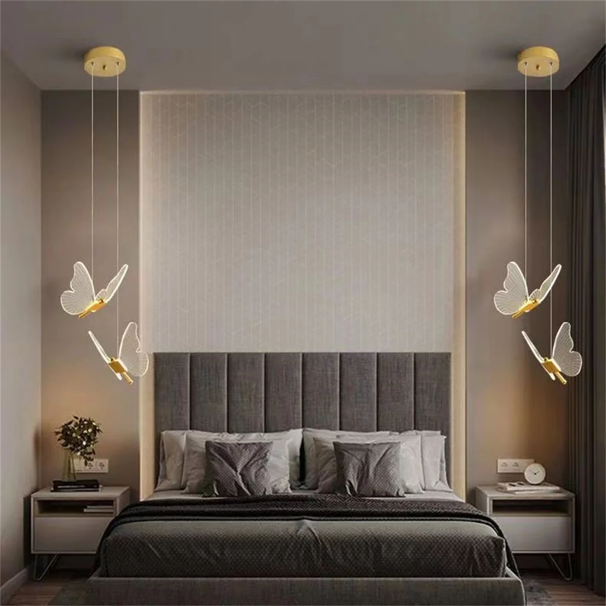 Bedside Butterfly Chandelier Art Mini Chandelier Bedroom Home Decor Bedside Lamp Modern Simple Study Room Art Lamp