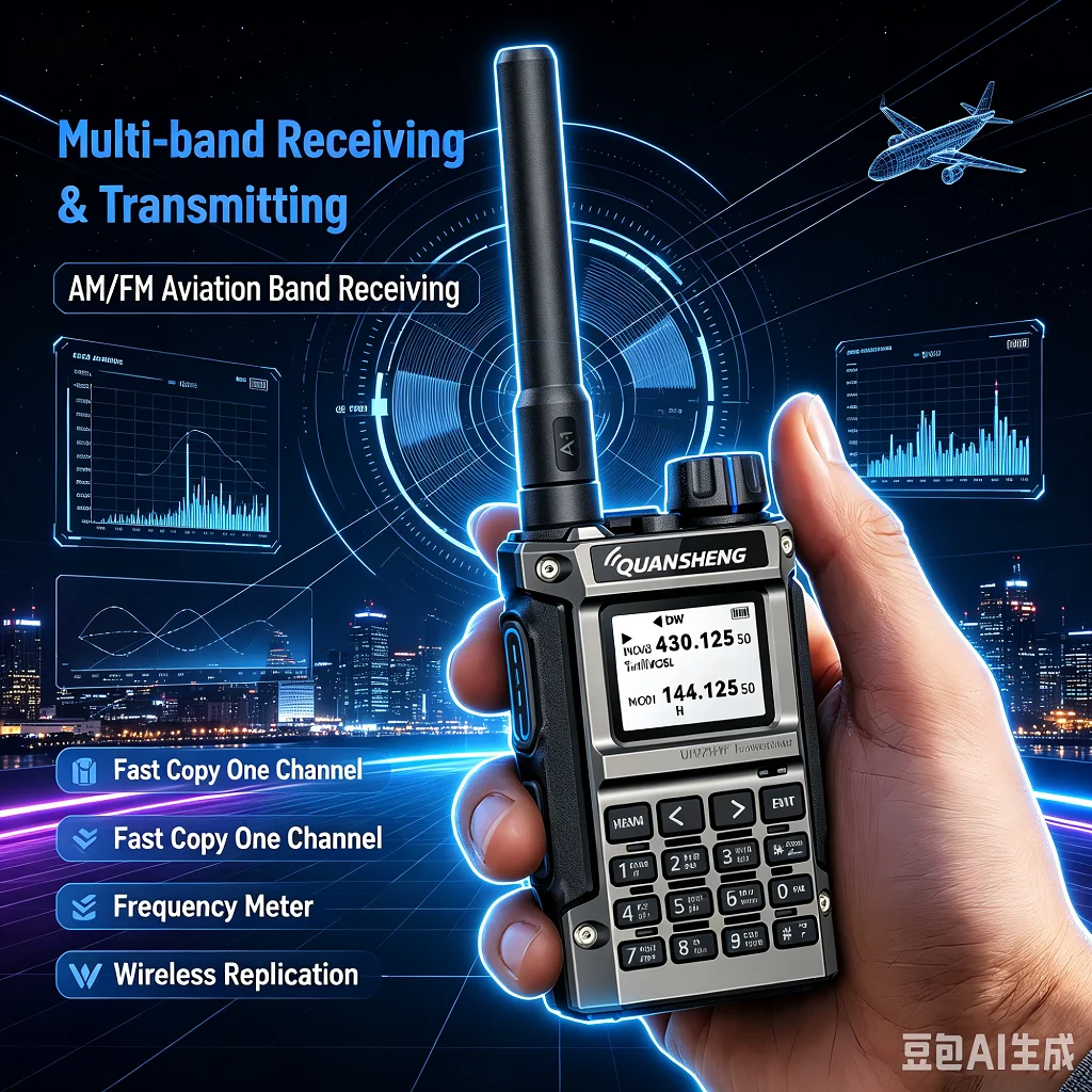 Quansheng UV-K18 Mini Handheld Ham Radio, Premium Metal Front Case 5W UV Dual Band Amateur Walkie Talkie, Portable Two Way Radio