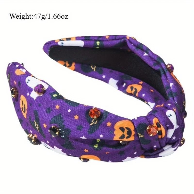 Halloween Element bedrukte stoffen haaraccessoire voor dames, pompoen spookhoed bedrukte modieuze hoofdband voor dames