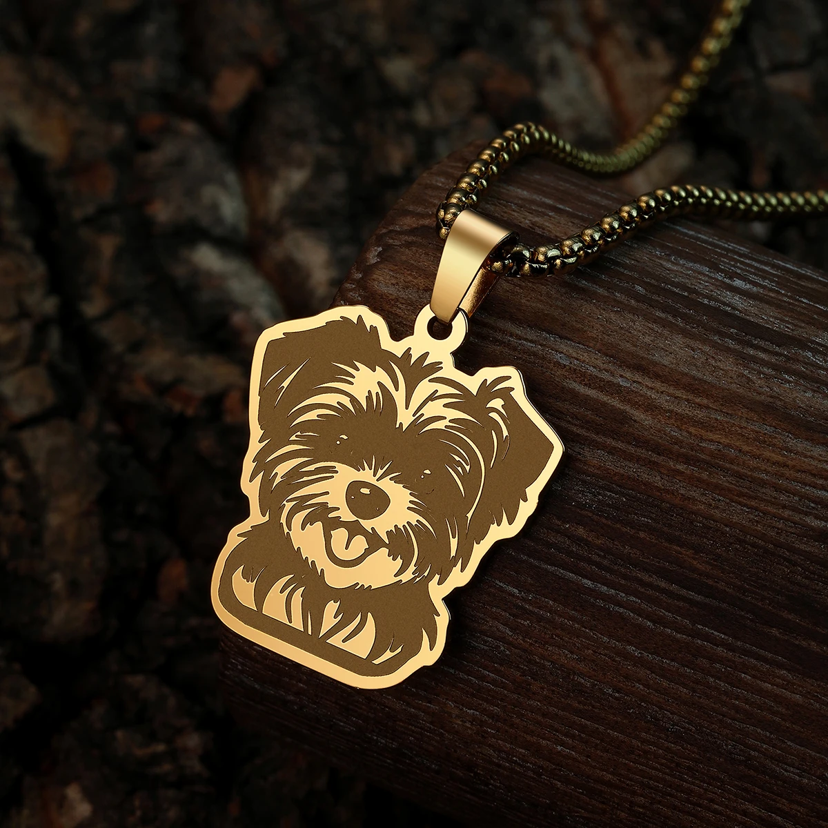 QIAMNI-collar con colgante de perro Morkie de hip hop para mujer y hombre, gargantilla de cadena de Animal de mascota Punk de acero inoxidable, regalo de cumpleaños