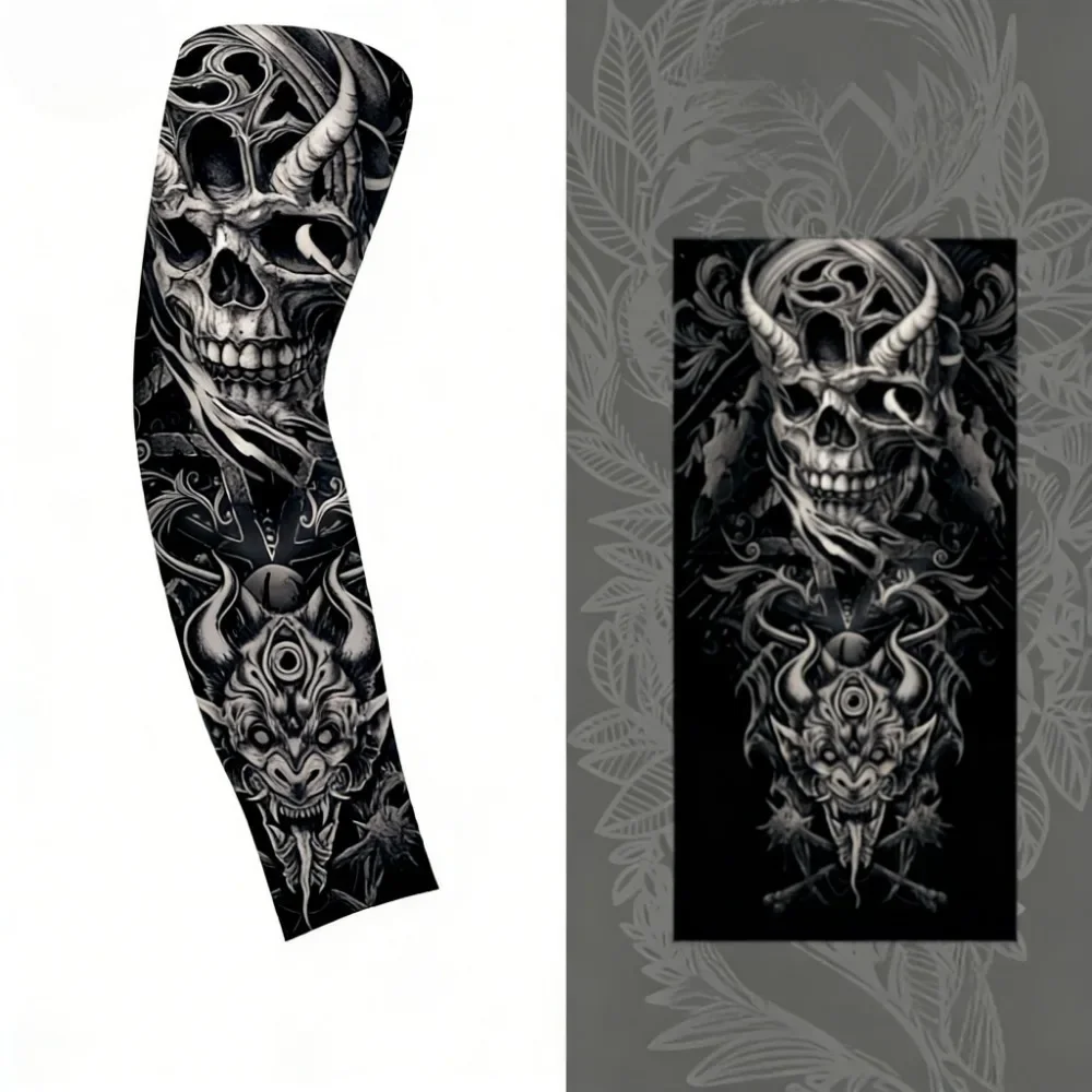 2Pcs Seamless Breathable Sun Protection Arm Sleeves Tattoo Cover Sleeves for Cycling Running Outdoor Sports