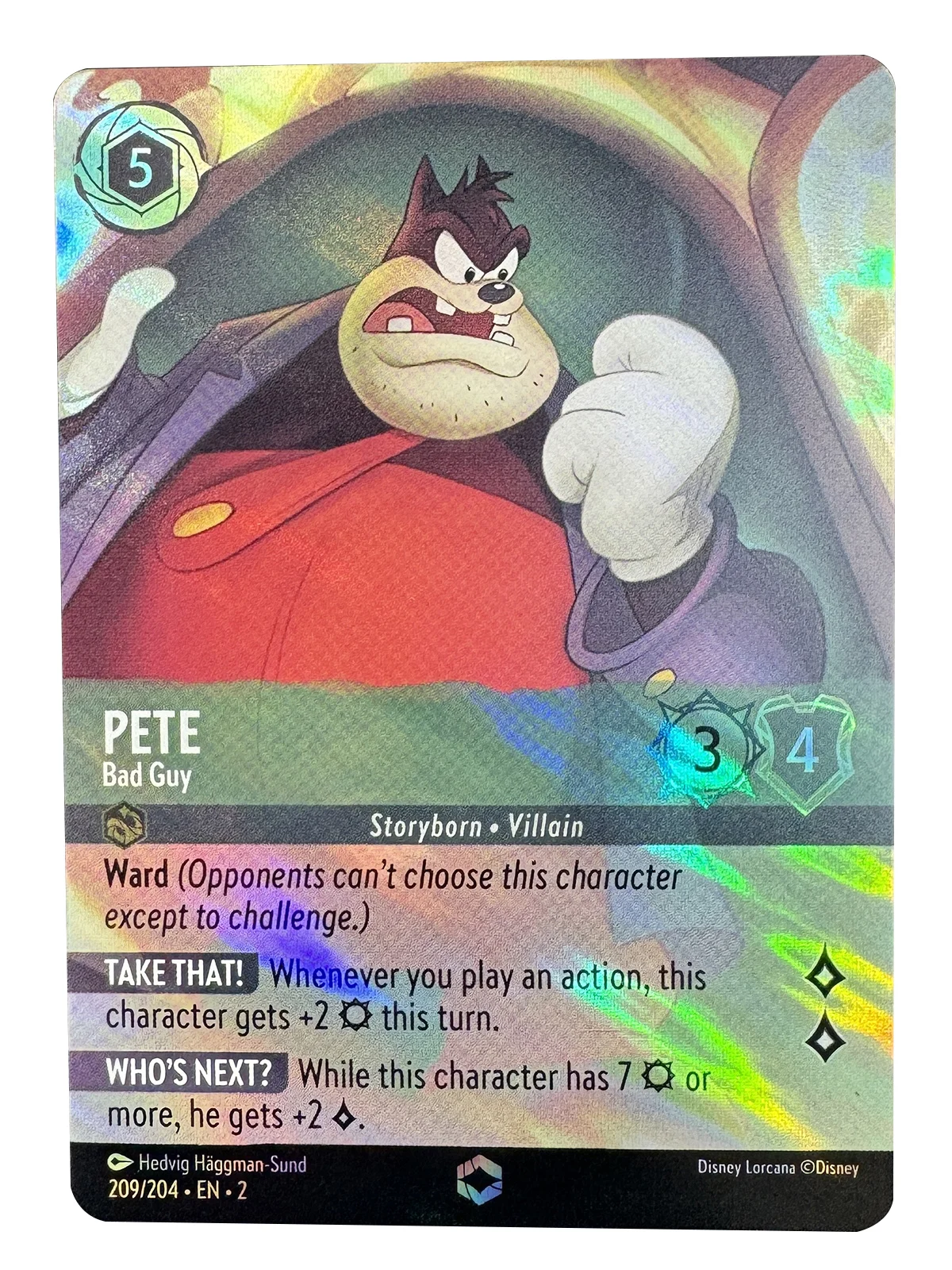 Disney Lorcana Chapter 2 Proxy Card Pete - Bad Guy Storyborn Villain Emerald Enchanted Rise of the Floodborn #209