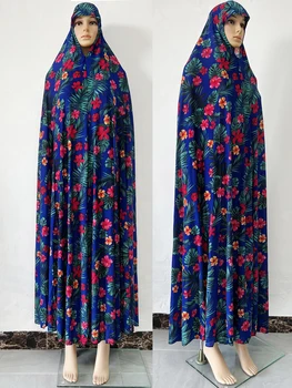 Abaya à capuche pour femmes musulmanes 6XL, vêtement de prière africain sans manches, Kaftan avec Hijab Floral, Robe saoudienne de dubaï, Ramadan