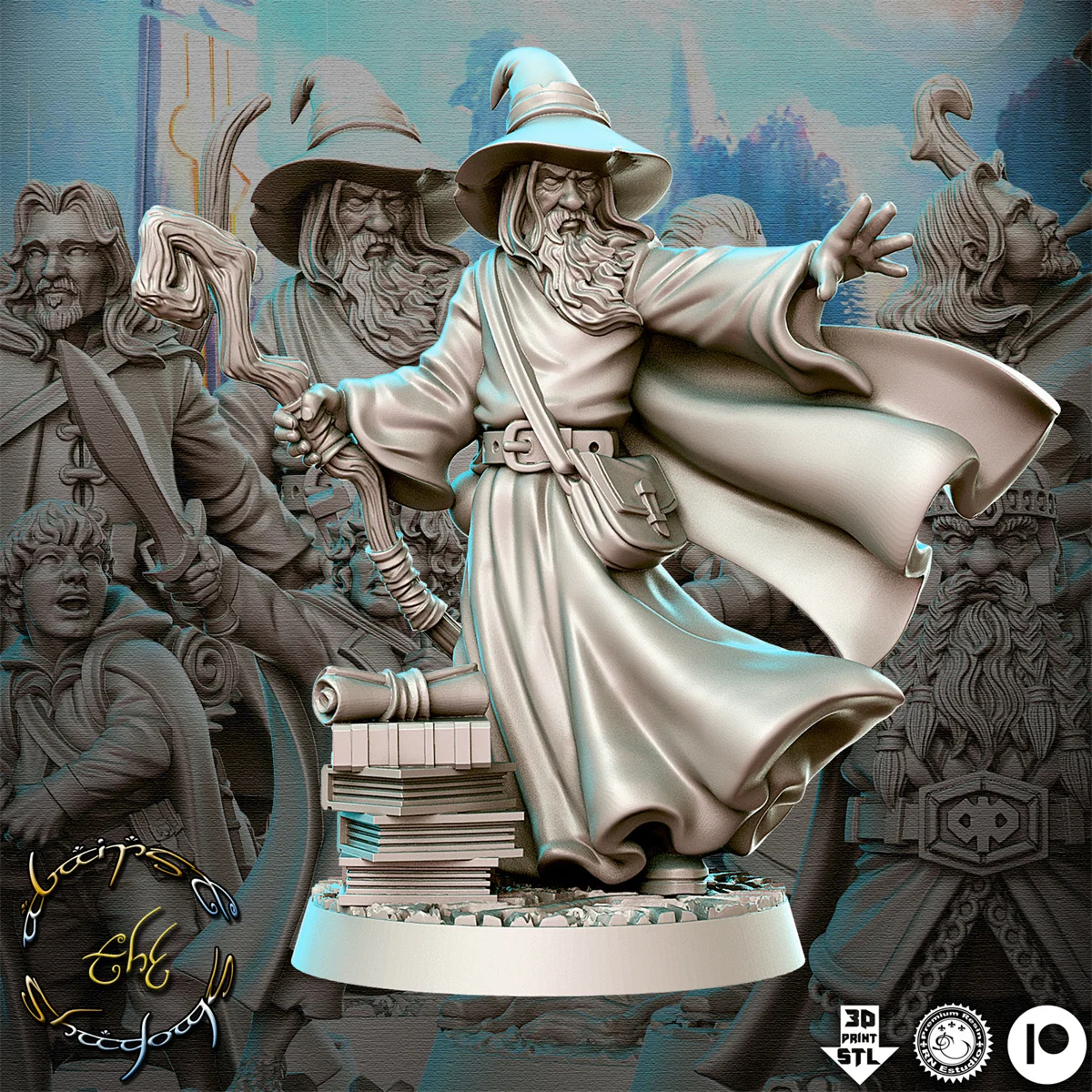 Gandalf Saluman Galadriel Frodo DND board game chess model