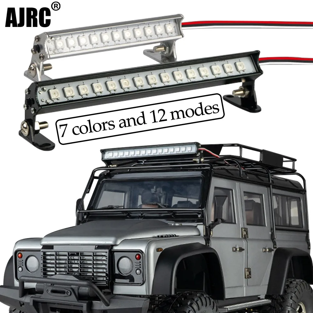 Rc Car Roof Lamp 7 Colors And 12 Modes Led Light Bar For 1/10 Rc Crawler Traxxas Trx4 Axial Scx10 90046 Rgt Wrangler D90 Rubicon