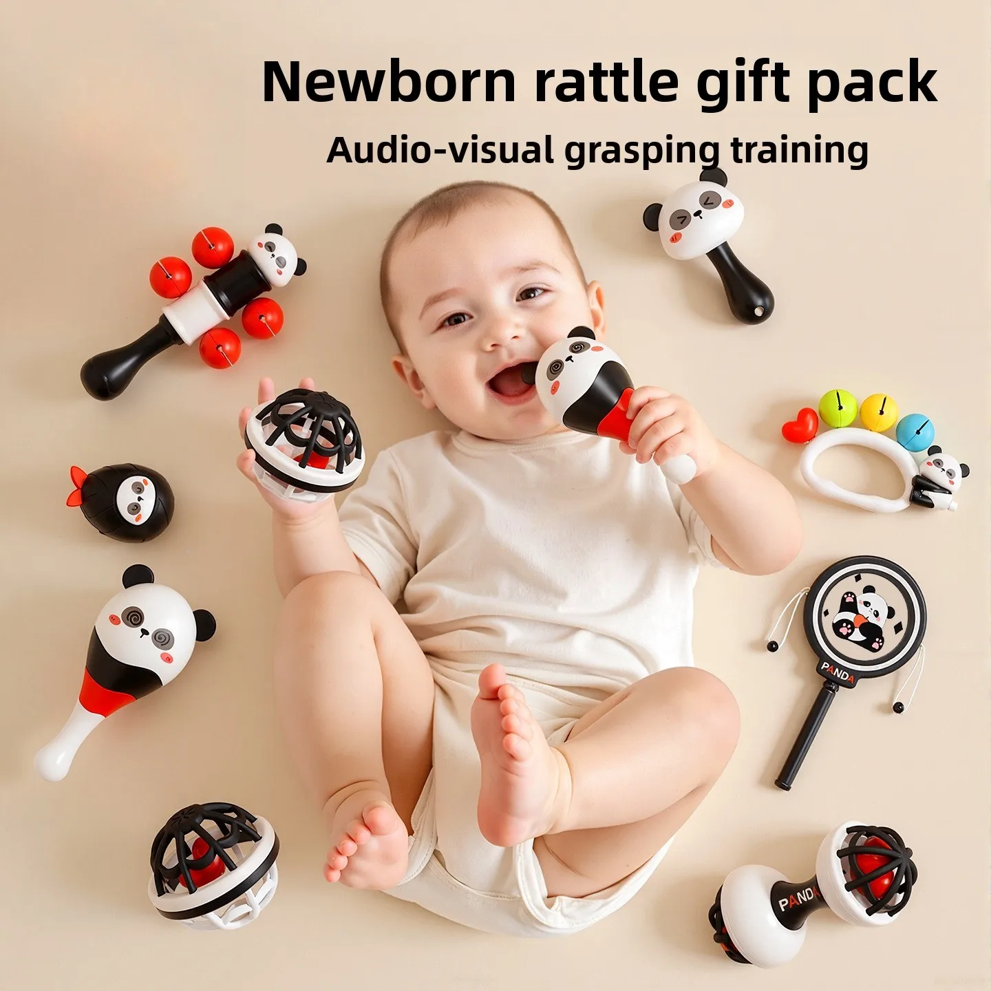 ألعاب الرضع: مجموعة هدايا خشخيشة من عمر 0 إلى 6 أشهر لحديثي الولادة مجموعة خشخيشات الباندا للأطفال الصغار #1