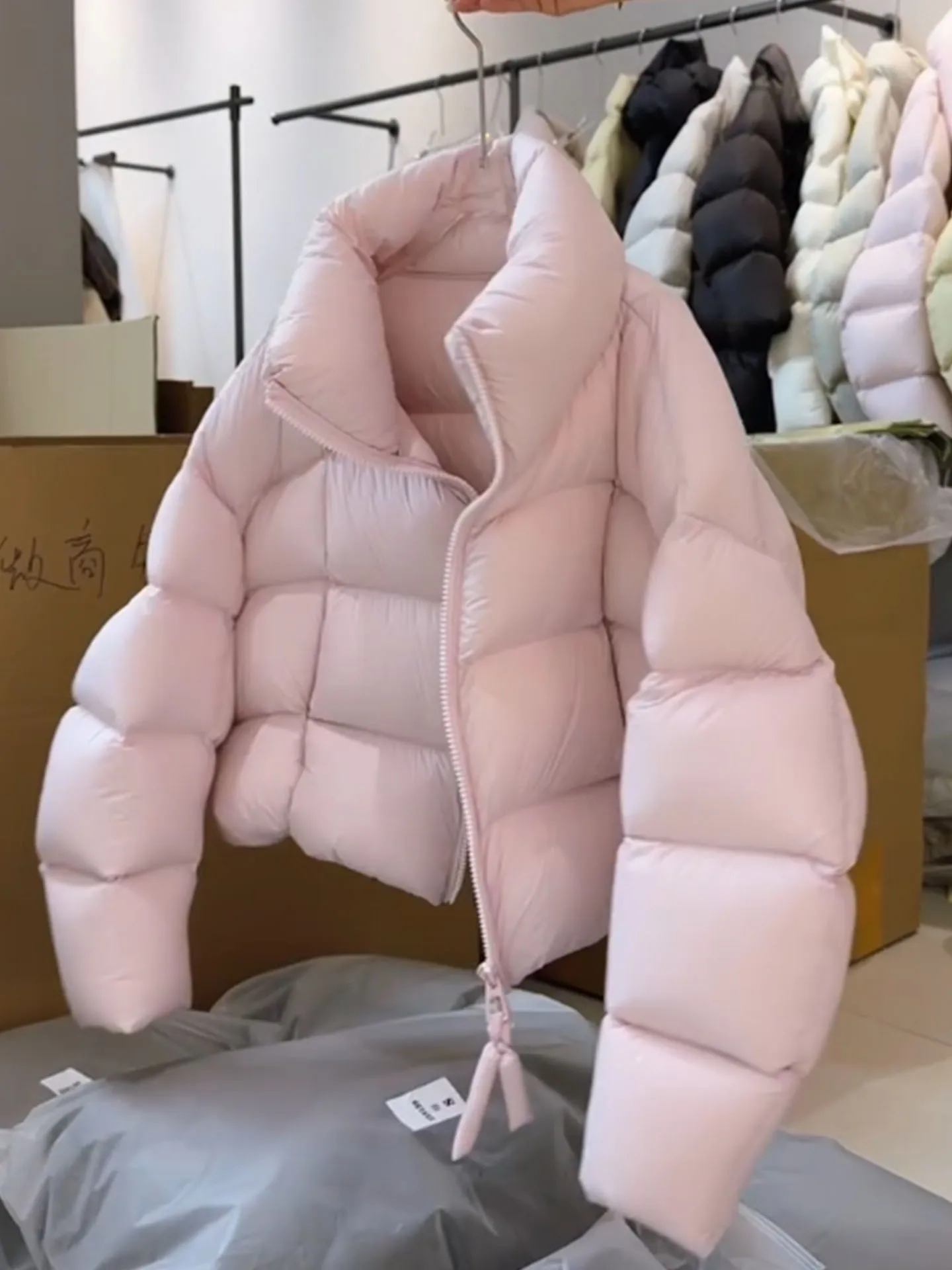 Coréen Sle ort Puffer Jaet femmes Bla fausse fourrure manteau hiver taille haute Thiened Polyester Fiber blanc Du vers le bas