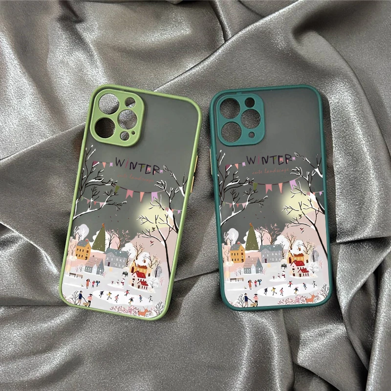 The Beautiful Falling Snow in Winter Phone Case IPhone 16 14 13 12 11 Pro Max XR X 7 8 15 Plus Luxury Christmas Matte Hard Cover