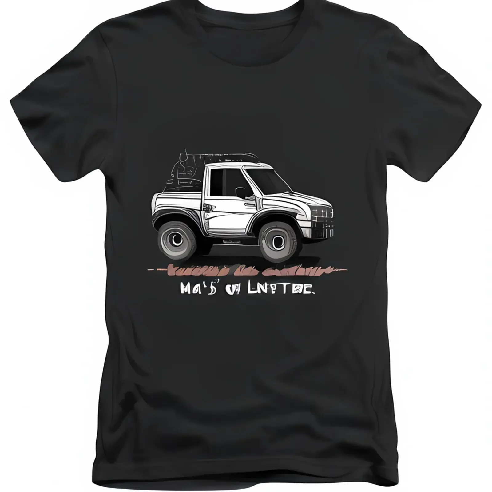 truck Cartoon Black T-Shirt Cute Design