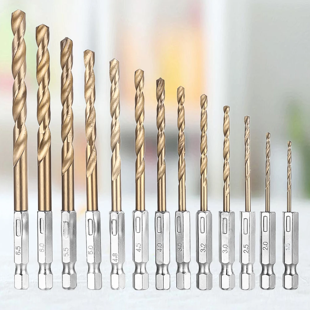 

2 set 13 Sizes Bit Set 1 5mm 2mm 6 5mm High Speed Steel Design Titanium Drill Bits Coated Wood Plastic Metal DIY