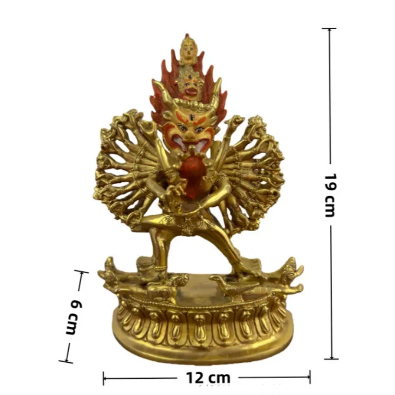 Nepalese Gilt Copper Yamantaka Statue- Tibetan Tantra Great Vajra Protector Deity Statue, Exquisite Buddhist Worship Collectible