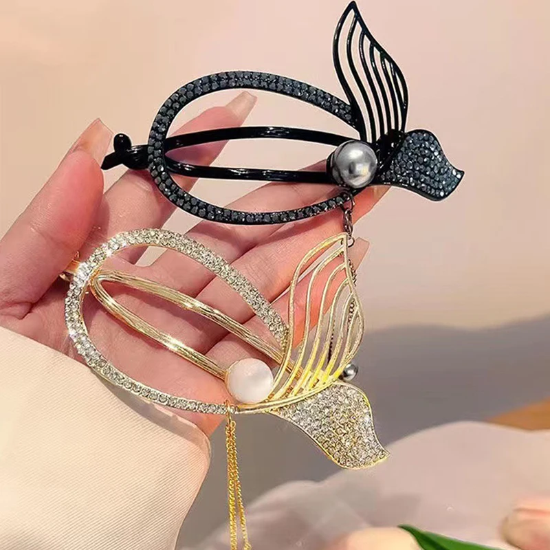 Braided Bow Hair Clips Pearl Butterfly Hairpin Ponytail Buckle Hair Pin Claw Korean Accessories