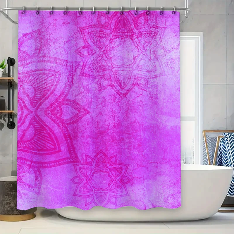 

Фиолетовая занавеска для душа с мандалой, розовая ткань для декора ванной, современный цветочный узор, водонепроницаемые аксессуары для ванной комнаты для украшения дома