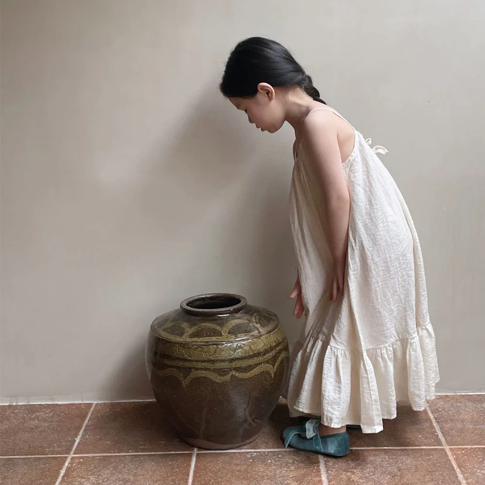 Children Clothing Girls Dress 2023 Spring and Summer Girls Cotton Suspender Skirt Korean Holiday Style Casual Simple Sundress