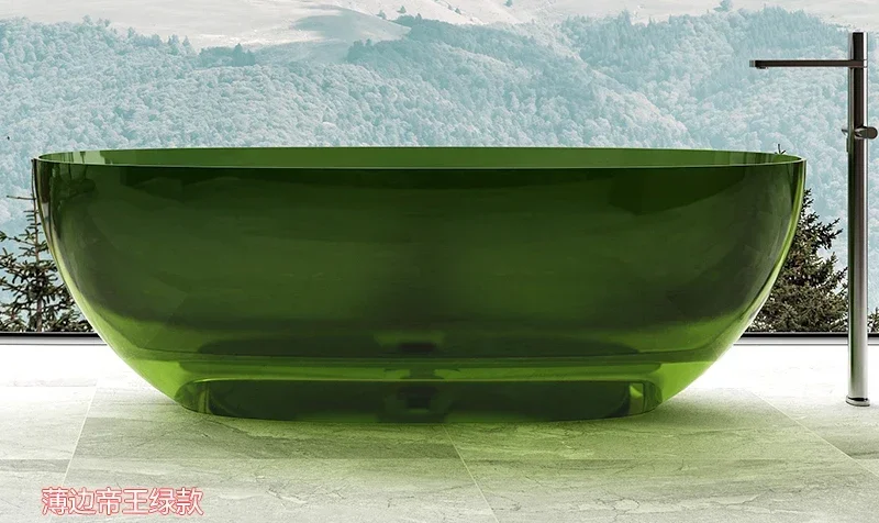 حمام شفاف بيضاوي من الحجر الاصطناعي بلون الراتنج الكريستالي المزدوج #5