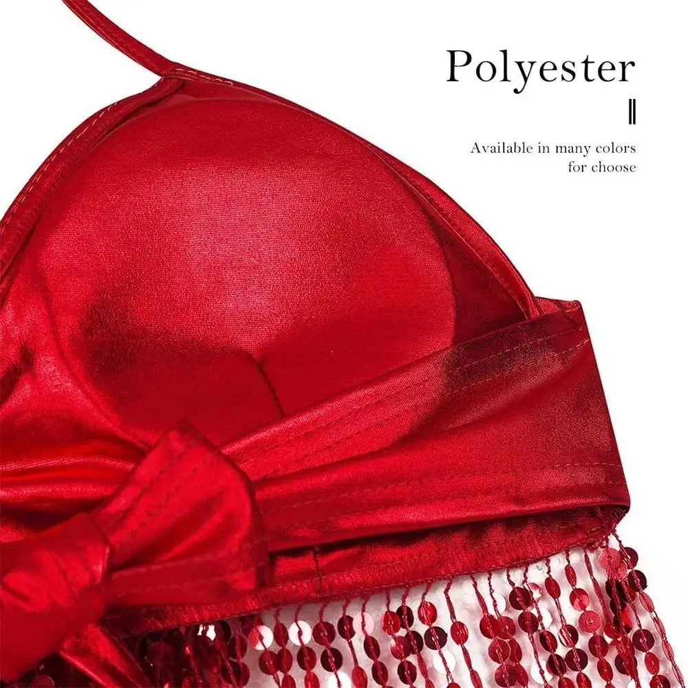 Soutien-gorge de danse du ventre à paillettes, glands brillants, licou, boîte de nuit, olympiques de spectacle sur scène, festivals, charmant