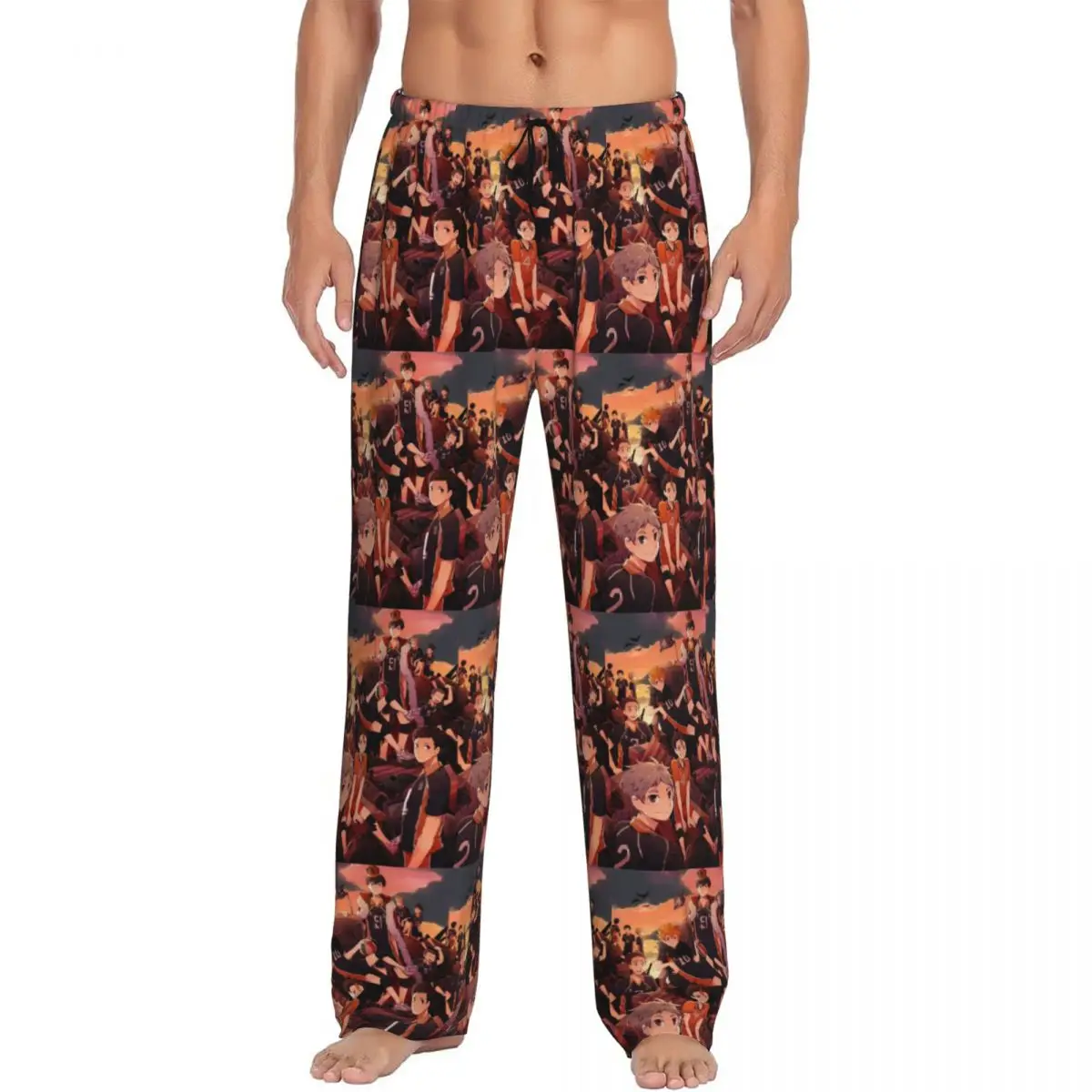 

Custom Printed Men's Haikyu Yu Nishinoya Pajama Pants Anime Manga Sleepwear Sleep Lounge Bottoms with Pockets