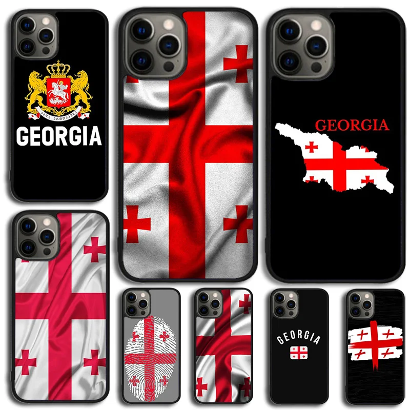 Georgia Flag Phone Case For iPhone 16 15 14 13 12 Mini 11 Pro Max Plus X XS Max XR Cover Shell coque