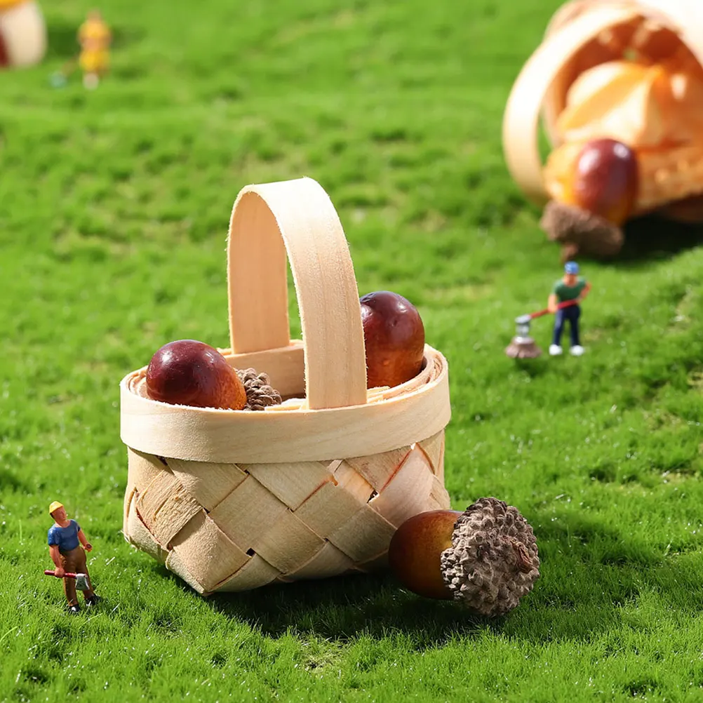 

3pcs Mini Woven Baskets Handmade Rattan Storage Basket For Candy Party Favors Decor Small Portable Basket Wedding Home Garden